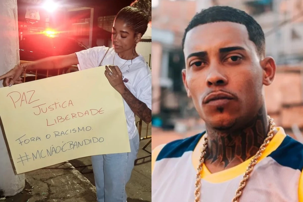 Vivi Noronha protesta na porta de presídio por MC Poze