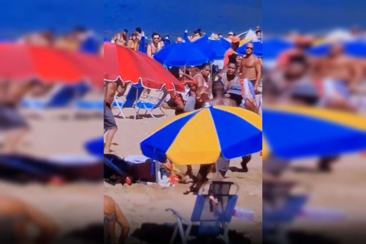 Barraqueiros e lutador de MMA quebram o pau em praia do Rio. Vídeo