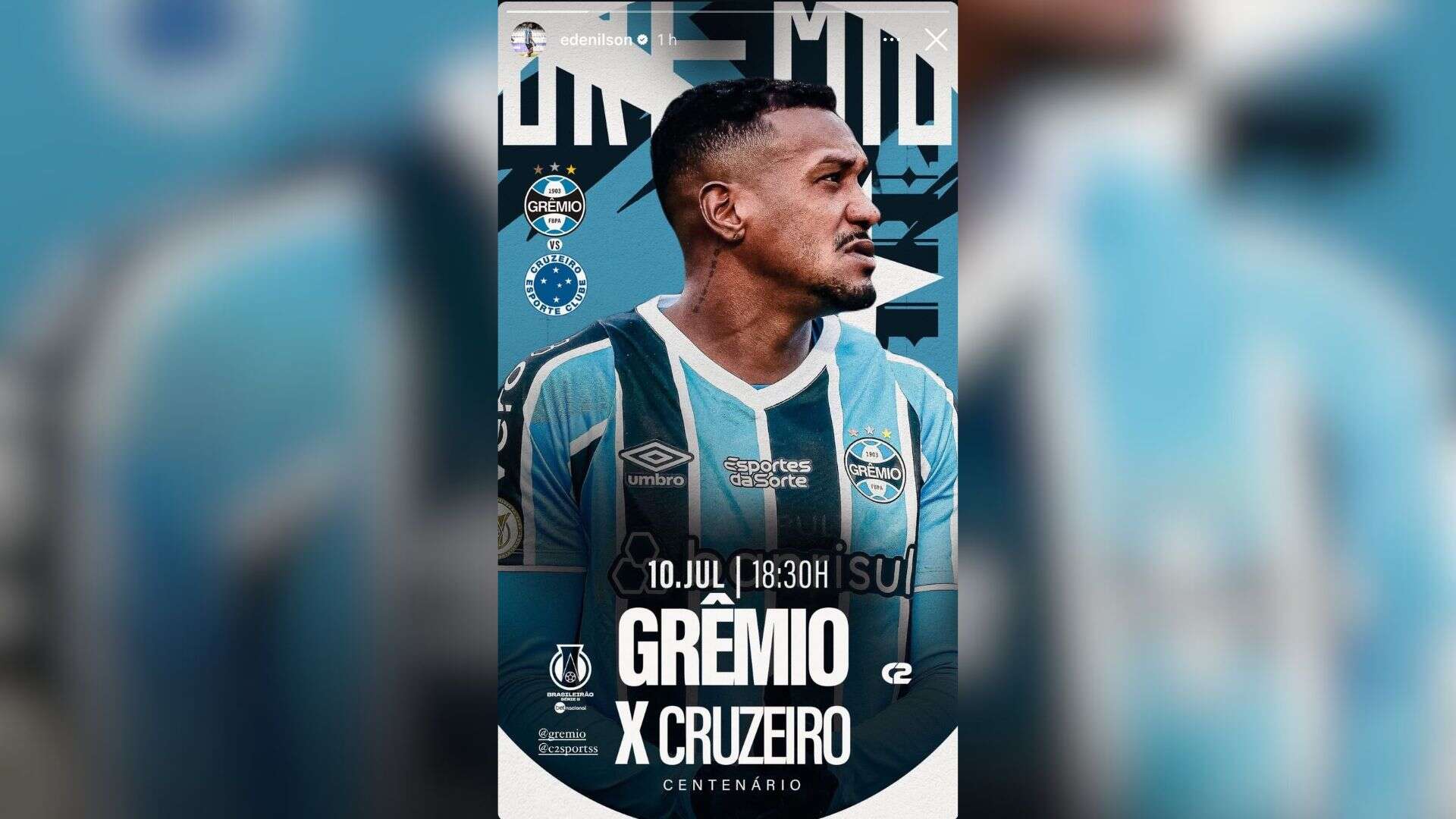 Gafe: perfil de Edenílson coloca Grêmio na Série B em publicação