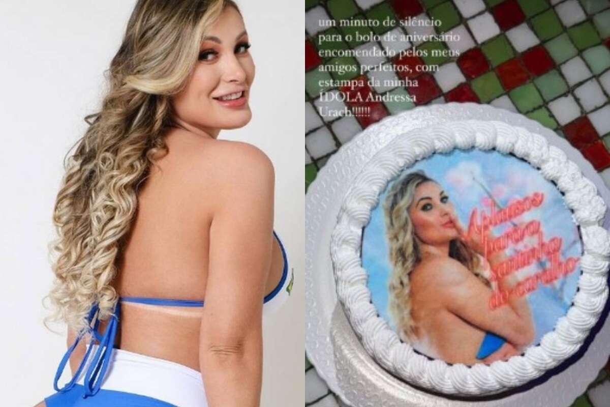 Mulher ganha bolo de aniversário com o tema Andressa Urach: “Ídola”