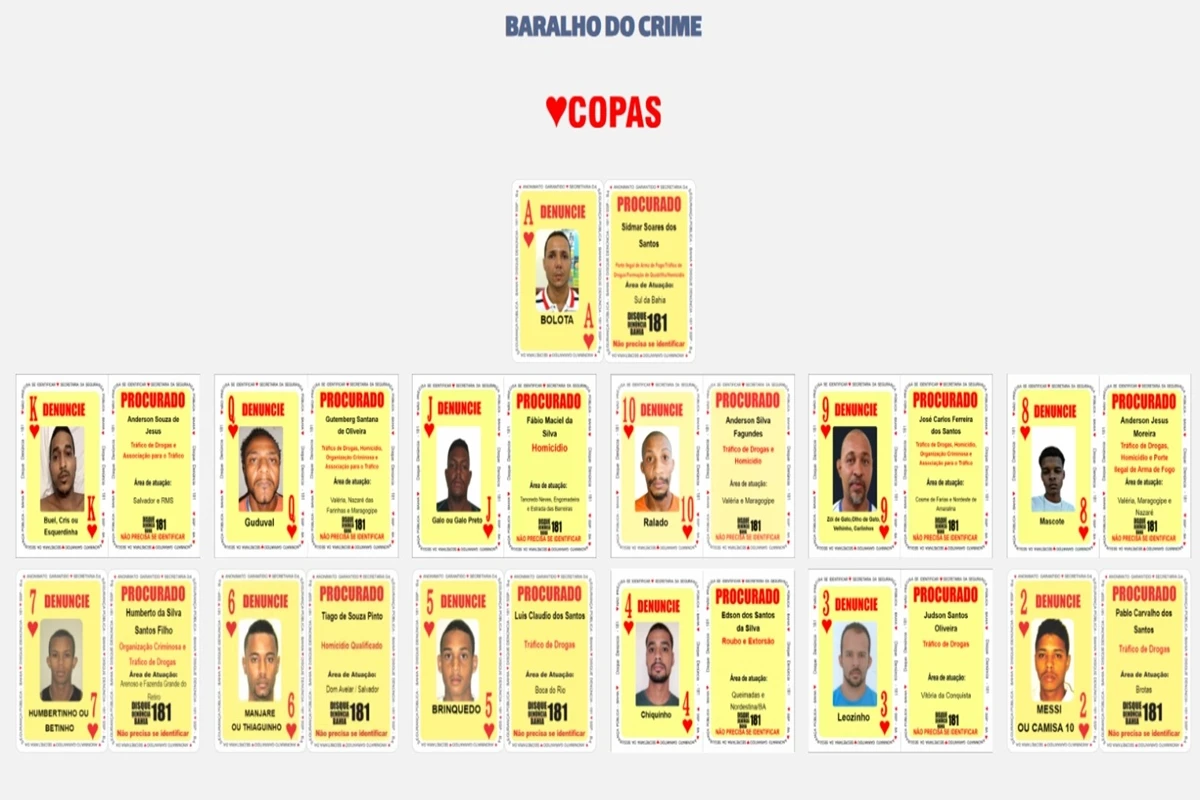 Expostos nos 4 naipes: como o Baralho do Crime atua na caça a bandidos