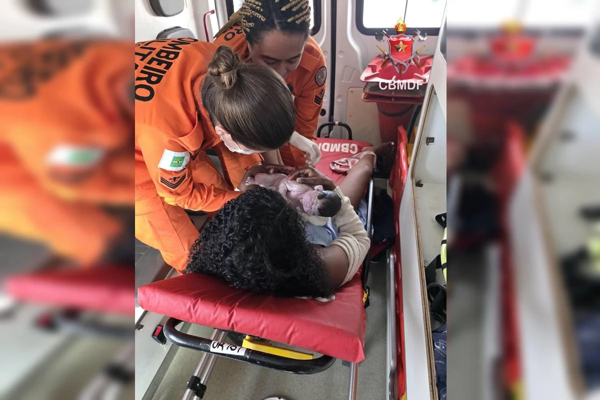 Grávida sente contrações, para carro na EPTG e bebê nasce em viatura