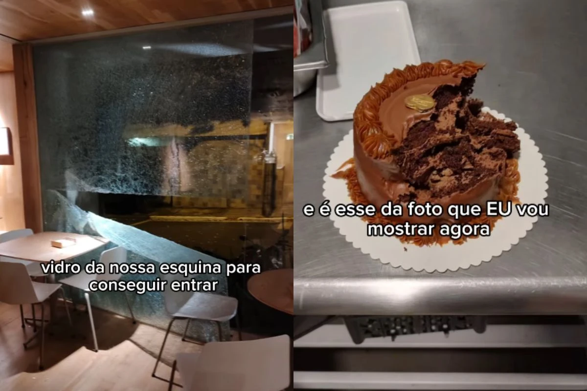 Vídeo: ladrão invade confeitaria, come bolo e foge sem levar nada