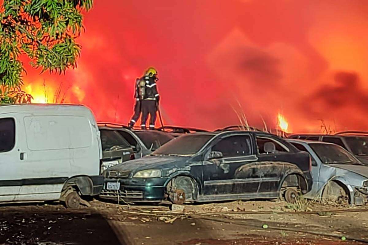 Incêndio destrói 163 veículos em garagem de órgão de trânsito. Vídeo