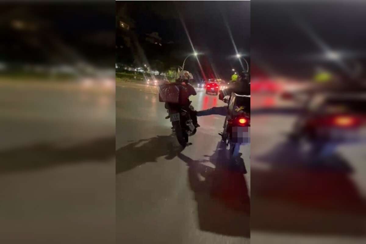 Vídeo: motoboys fazem perseguição alucinante a ladrão de mochila no DF