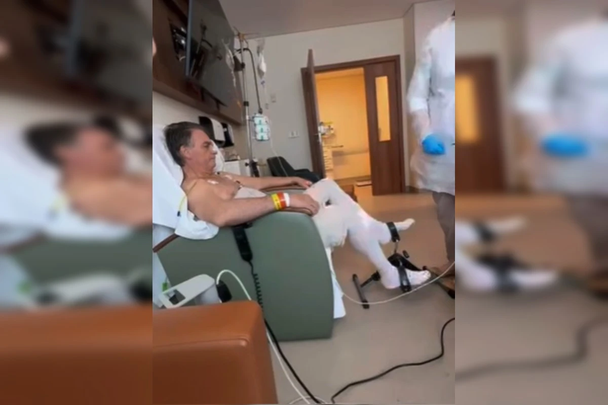 Vídeo: Michelle mostra Bolsonaro fazendo fisioterapia no hospital