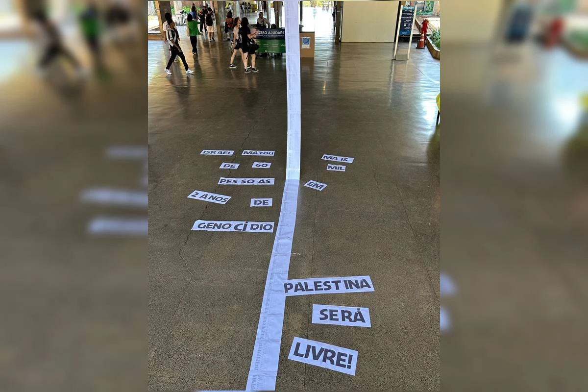 Alunos fazem acampamento na UnB em defesa dos palestinos em Gaza