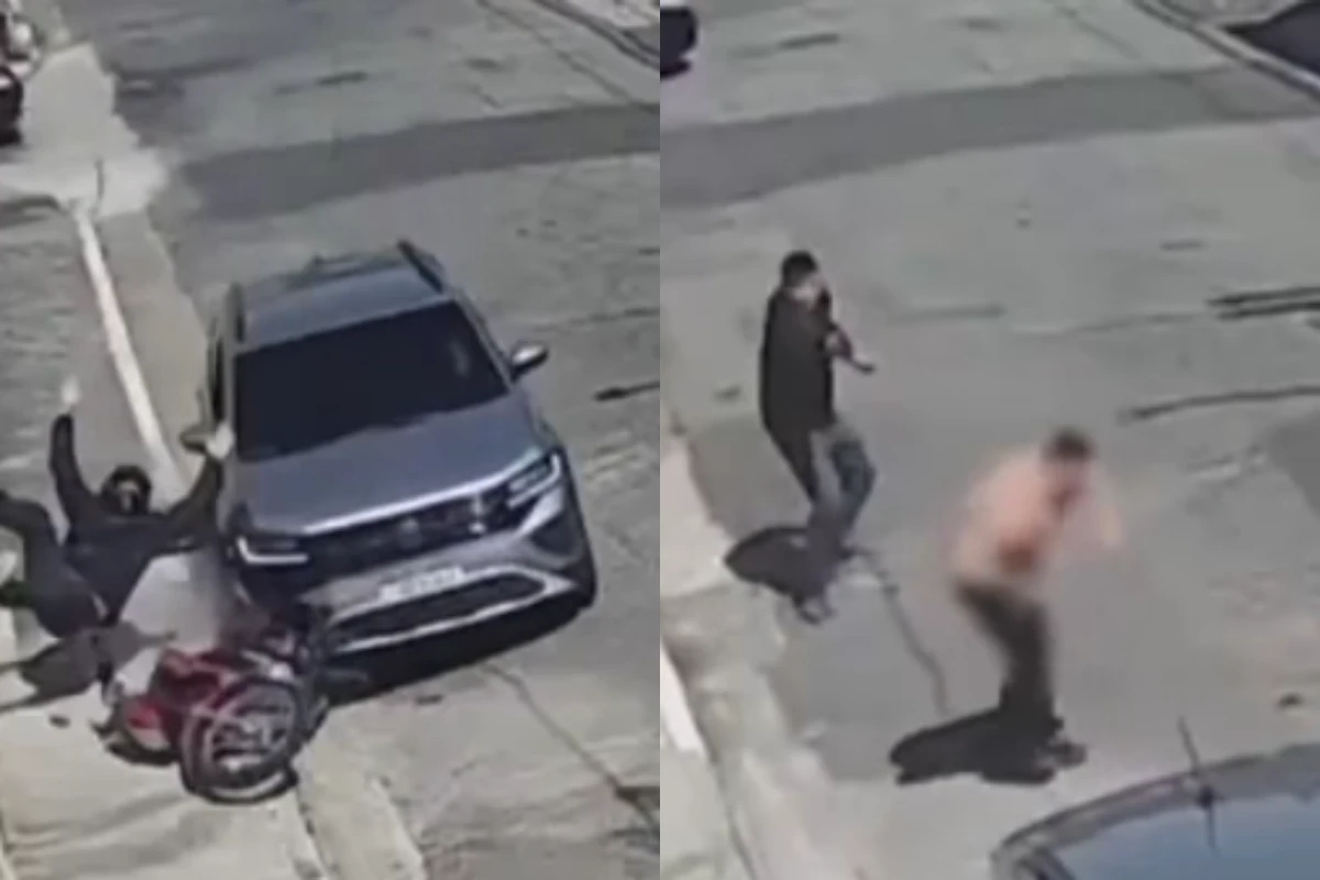 Em 36 segundos, homem reage a assalto, atropela ladrão, mas leva tiro