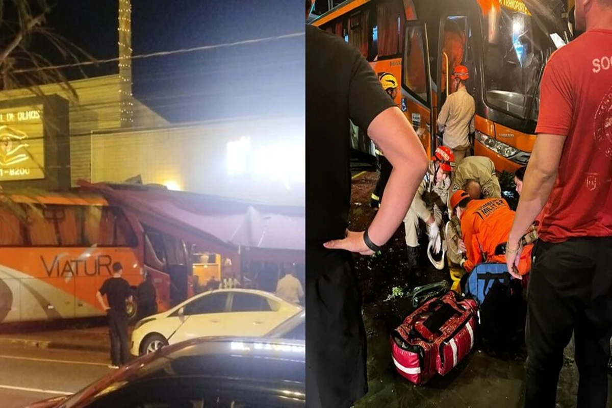 Ônibus desgovernado invade bar e deixa mulher ferida em Campo Grande