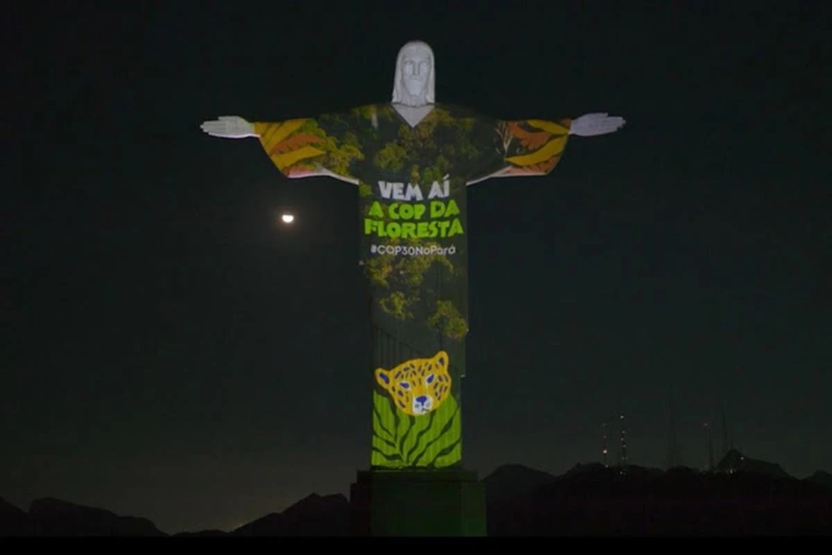 Cristo Redentor ganha iluminação que marca 100 dias para COP30. Vídeo