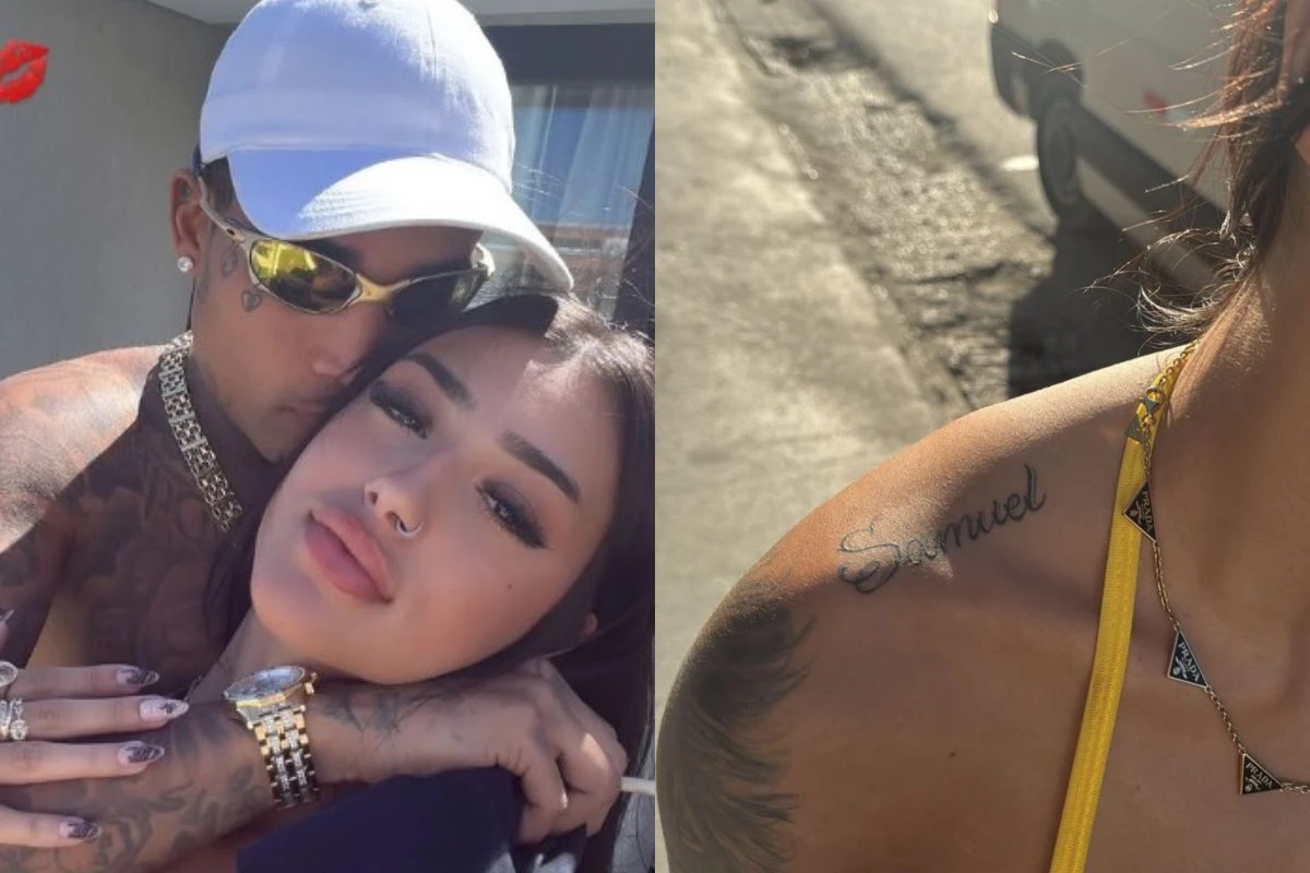 Após polêmica, Gato Preto exibe tatuagem com seu nome em Bia Miranda