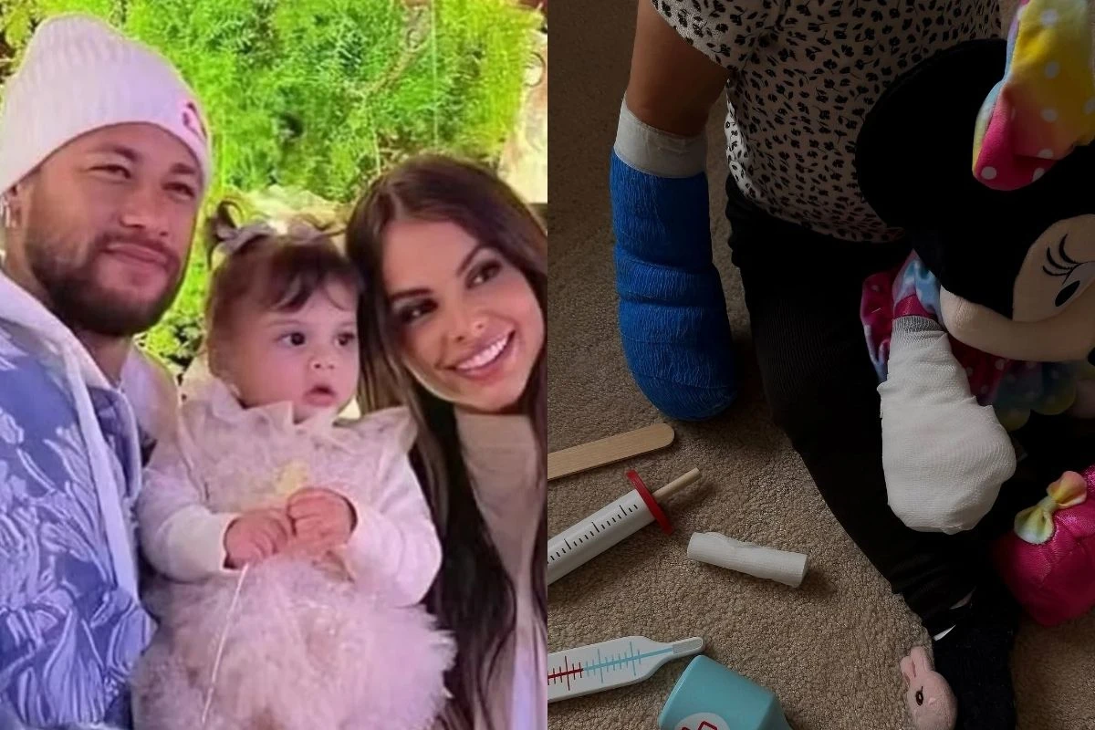 Helena, filha de Neymar, aparece pela 1ª vez após passar por cirurgia