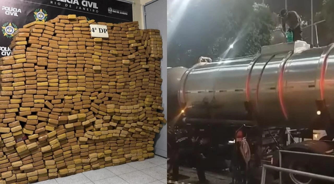 Vídeo: polícia apreende 1 tonelada de maconha em caminhão-tanque no RJ