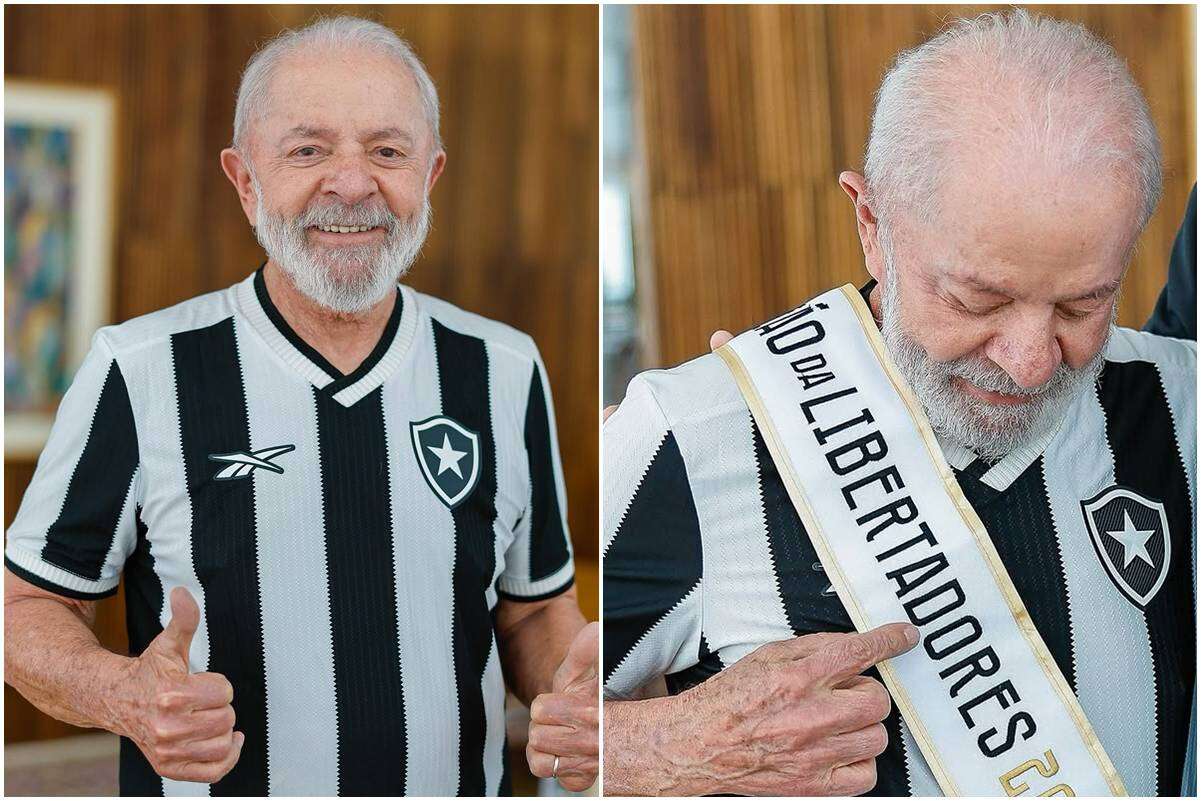 Lula posa com camisa do Botafogo e celebra título da Libertadores