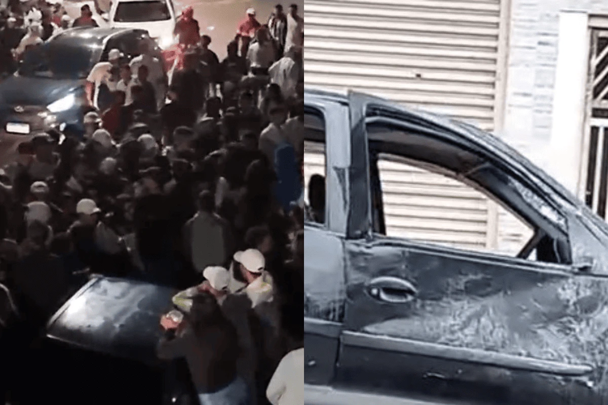 Vídeo mostra confusão após homem atropelar duas jovens em festa junina