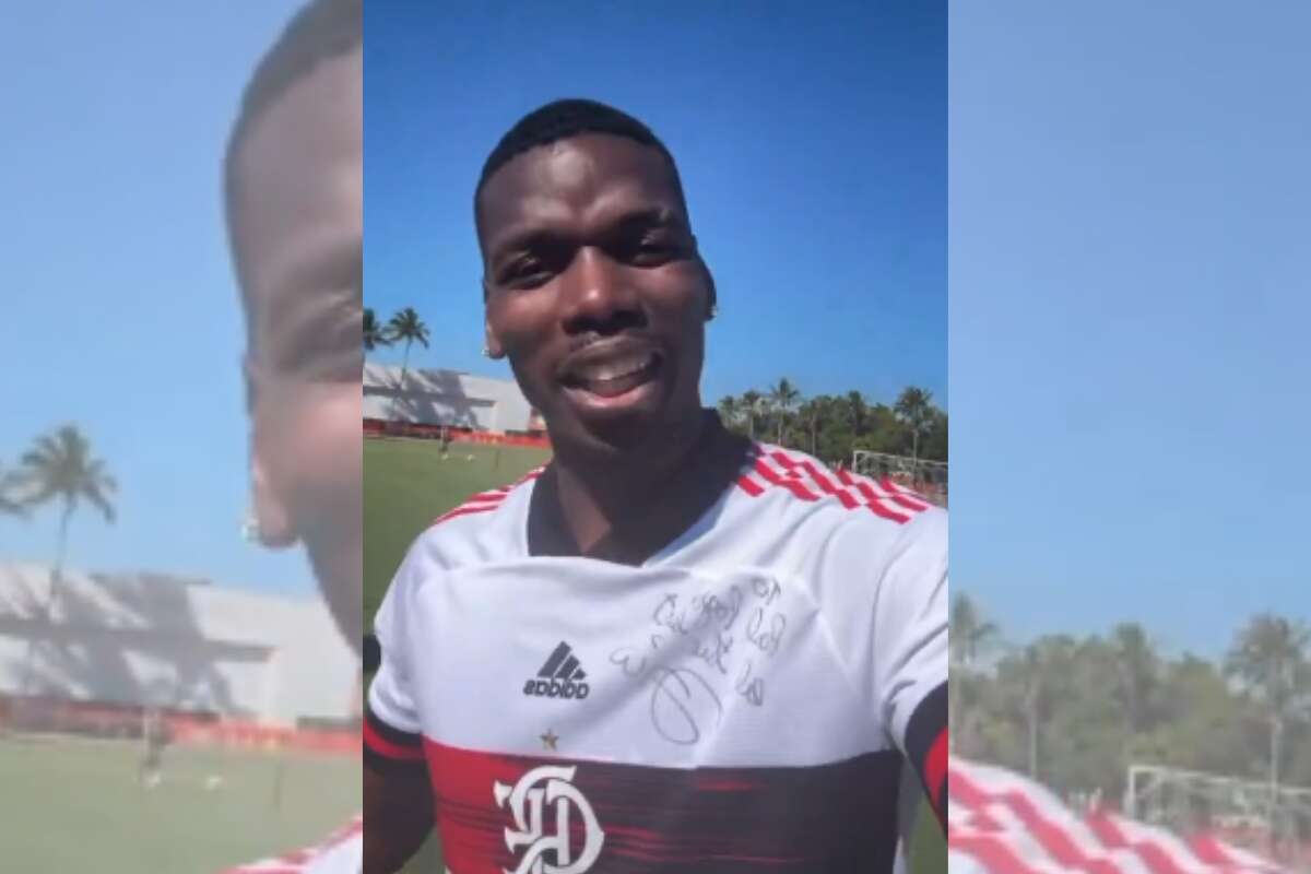 Sem clube, Paul Pogba publica vídeo com a camisa do Flamengo; assista