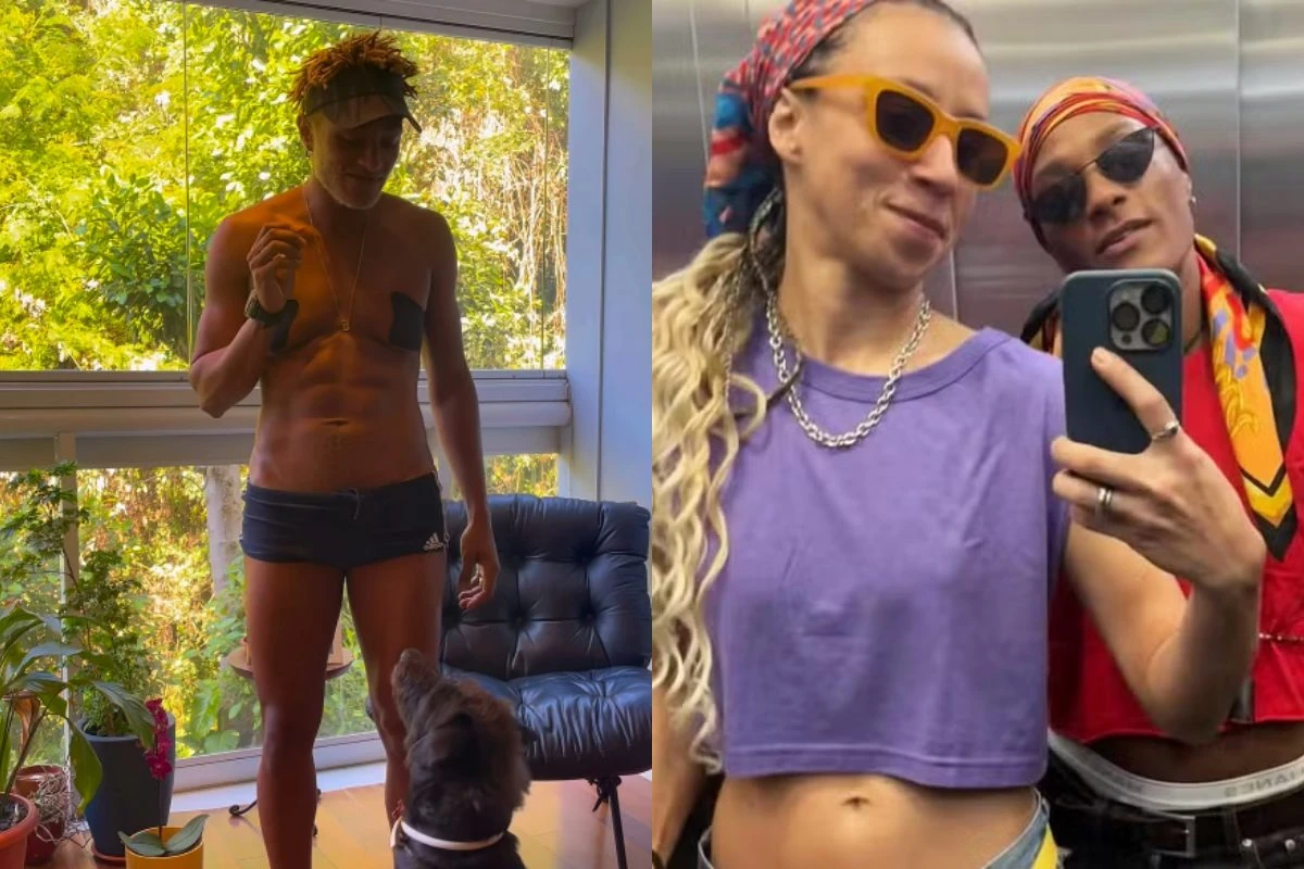 Marido de Thalita Carauta surge de sunga após transição de gênero