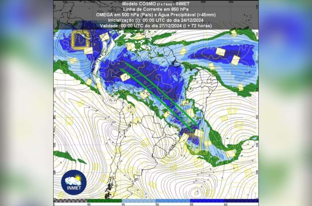 Fim de semana será de chuvas intensas em boa parte do país, diz Inmet