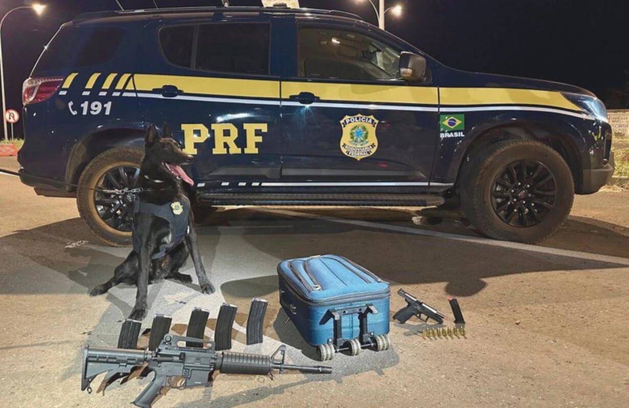 Fuzil e pistolas: PRF prende 3 com armas e munição ilegais na BR-020