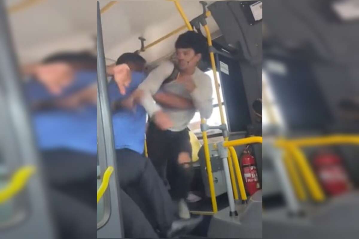 Cobrador e passageiro trocam socos e chutes em ônibus no DF. Vídeo