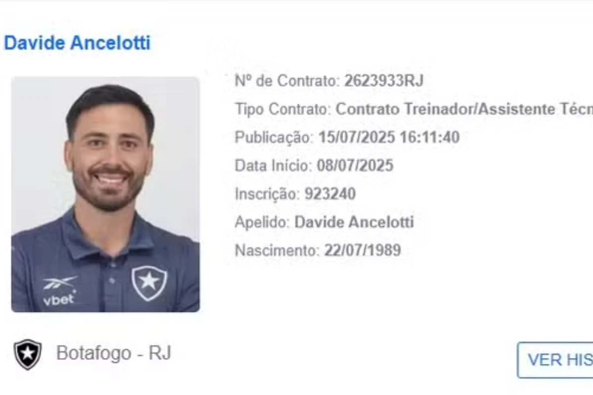Davide Ancelotti é anunciado no BID e fará estreia contra Vitória