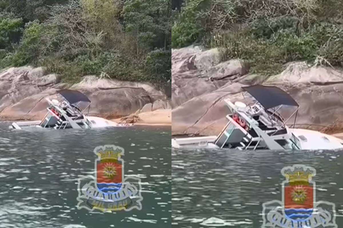 Vídeo: lancha com 15 passageiros e 1 tripulante naufraga no Guarujá