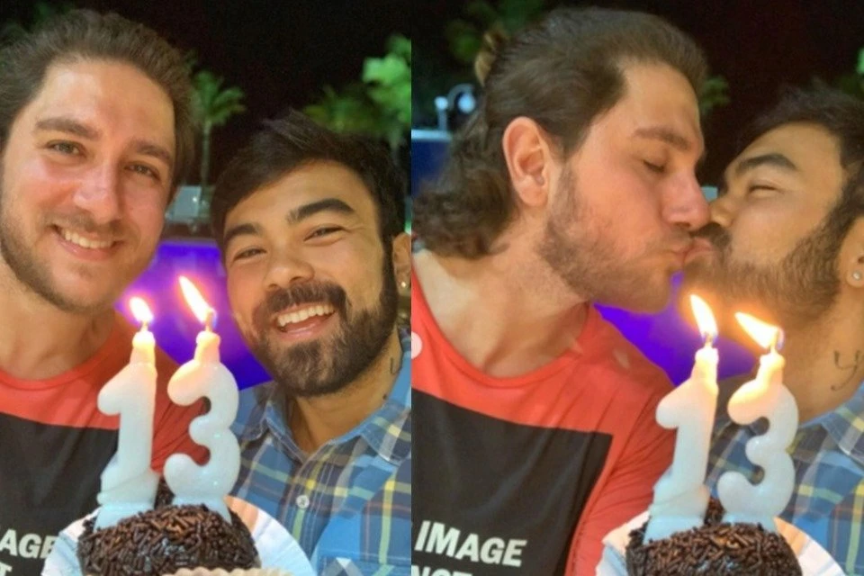 Mauro, filho de Mauricio de Souza, celebra 13 anos com marido e se declara