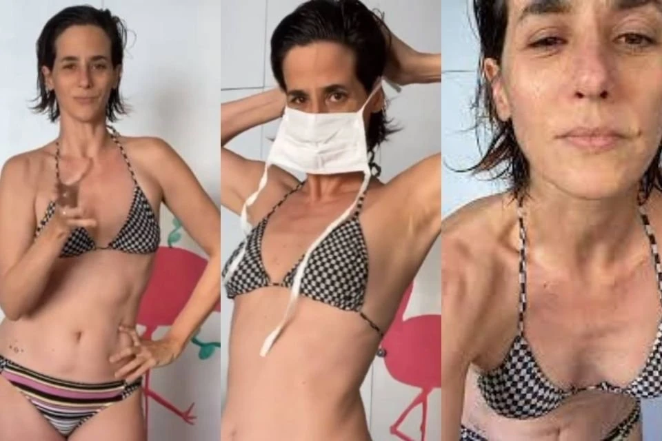 De biquíni, Mariana Lima ironiza algorítimos e ensina a usar máscara