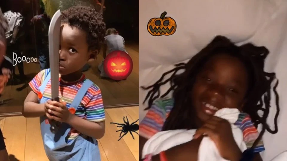 Giovanna Ewbank faz festa de Halloween e Titi se esconde com medo