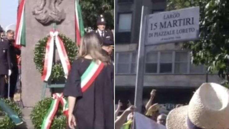 Milano, commemorazione dell' eccidio di partigiani a Piazzale Loreto che da oggi cambia nome