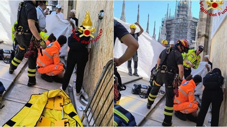 Troppo caldo, malore per una turista sulle Terrazze del Duomo: portata in salvo dai vigili del fuoco