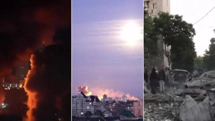 Kiev, massiccio bombardamento per tutta la notte. Le immagini delle esplosioni e i soccorsi