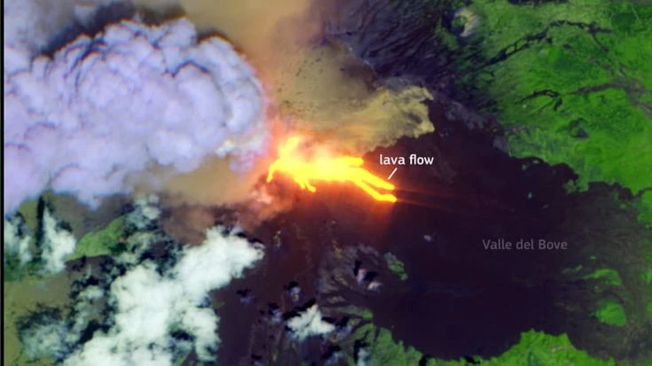L’eruzione dell’Etna vista dallo spazio