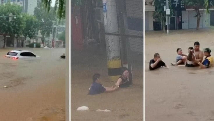 Cina, inondazioni a Baoding: i salvataggi in extremis dalla furia delle acque