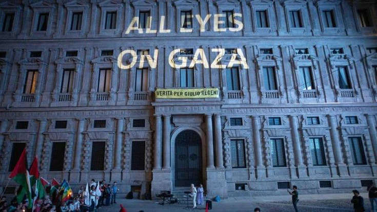“All eyes on Gaza”: Palazzo Marino si illumina per dire stop ai bombardamenti nella Striscia