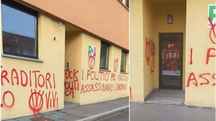 Scritte No Vax sul circolo Pd di Legnano: “I politici pro vaccini assassinano i bambini, nazisti traditori del popolo”