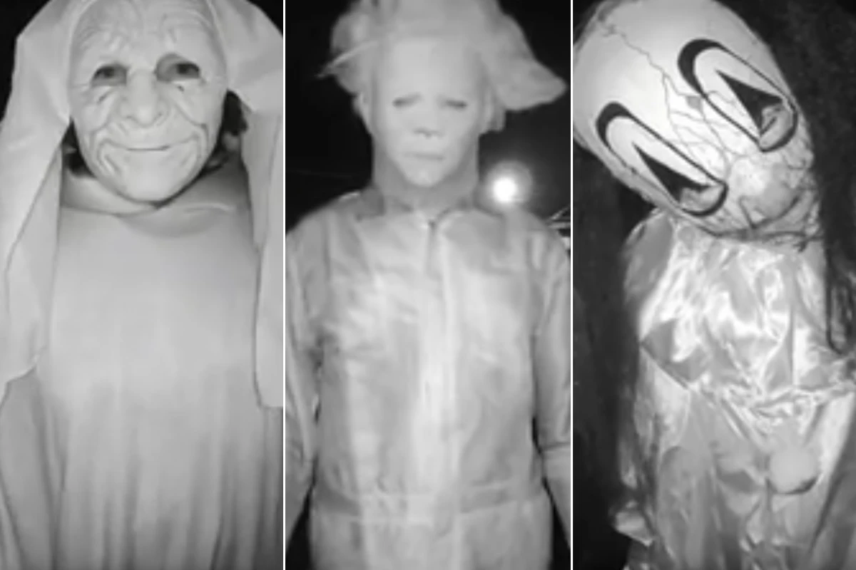 Police hunting Halloween mask trio seen on doorbell camera