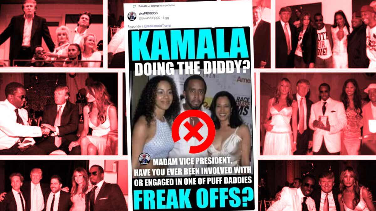 Donald Trump e il fotomontaggio di Puff Daddy con Kamala Harris