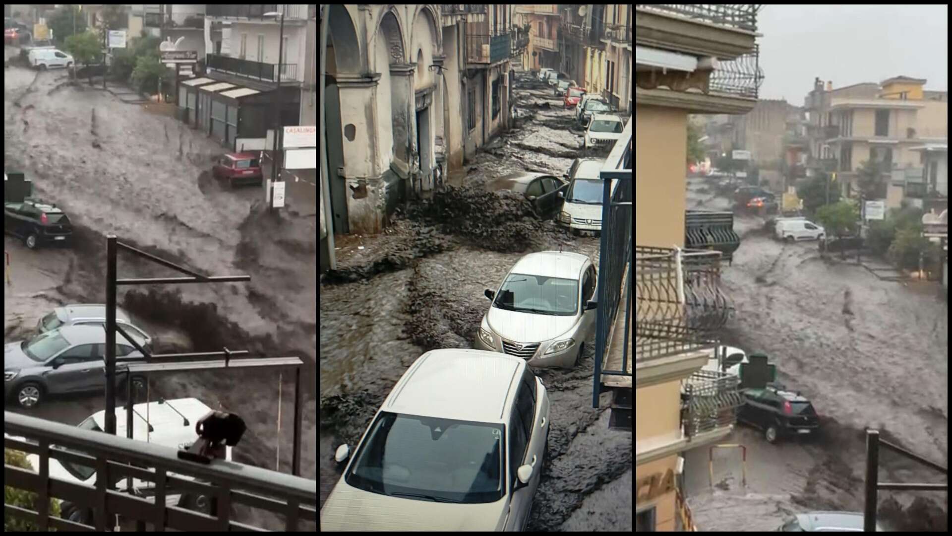 Nubifragio in Campania, le strade diventano fiumi di fango: case allagate e automobilisti bloccati in auto – I video