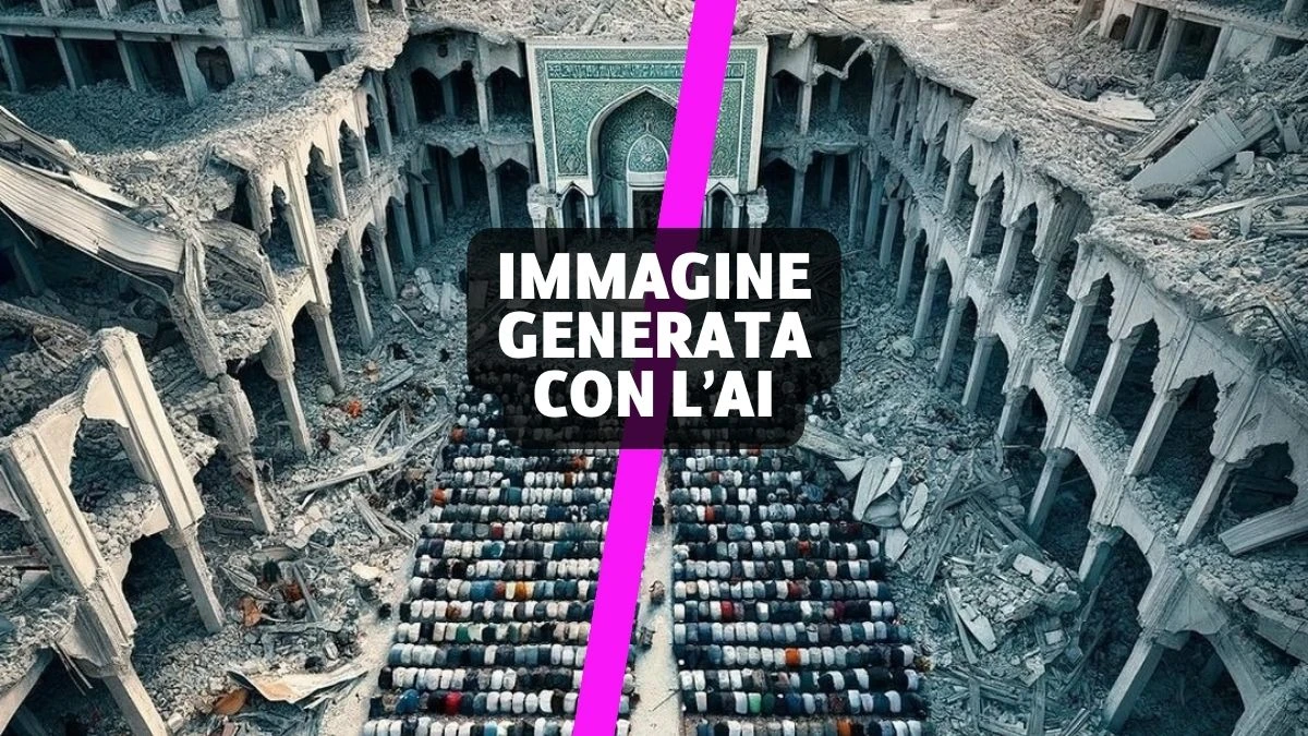 L’immagine di questa preghiera a Gaza è generata con intelligenza artificiale