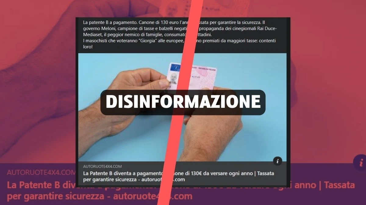 Il Governo Meloni non ha introdotto un canone annuo di 130 euro sulla patente B