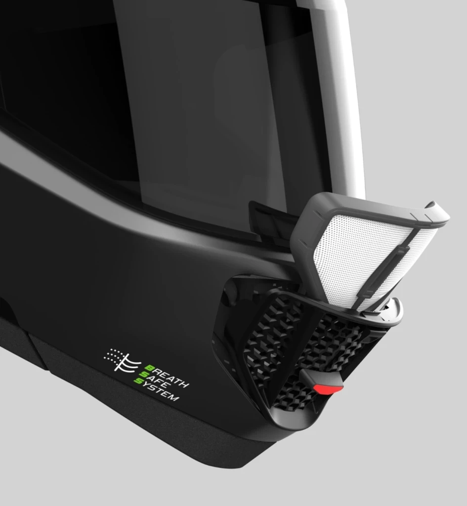 This sleek new bike helmet protects your head and your lungs