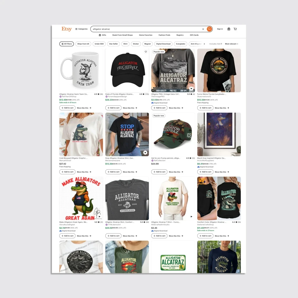 People are boycotting Etsy over ‘Alligator Alcatraz’ merch
