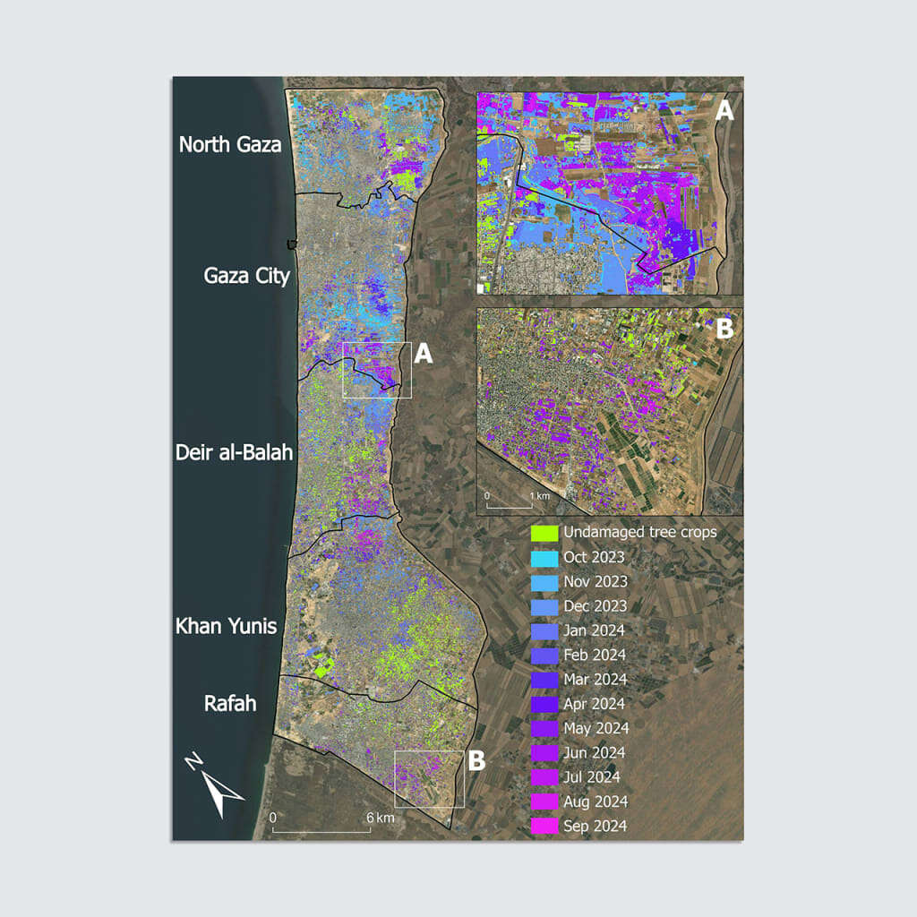 Satellite images show Gaza’s agricultural destruction since its start