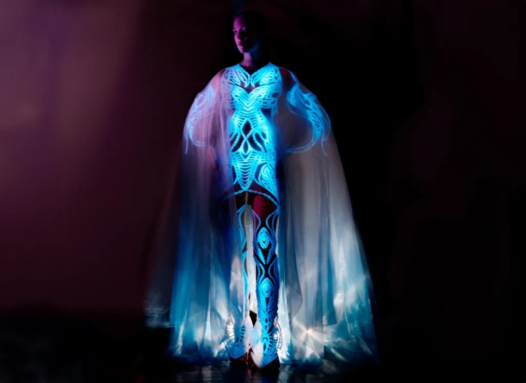 This glowing, otherworldly dress is made from millions of living organisms
