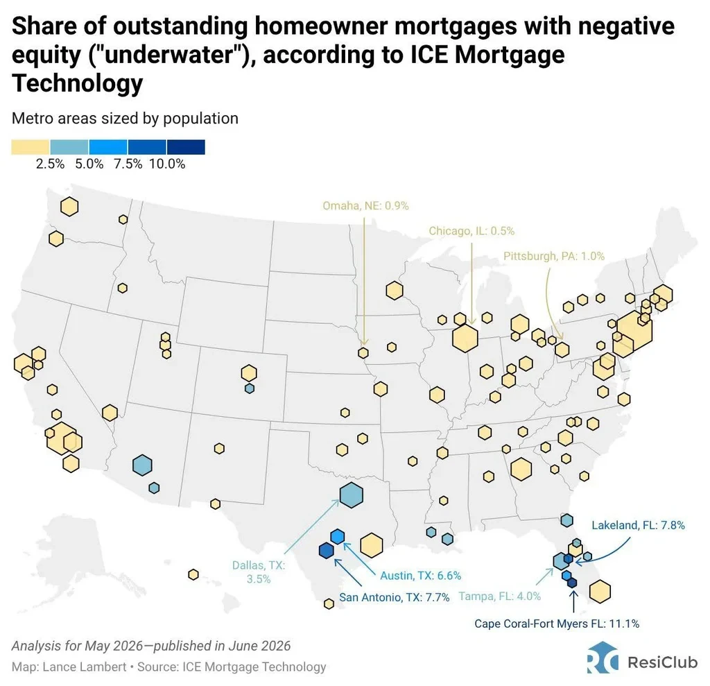 These 30 housing markets have the most underwater homeowners