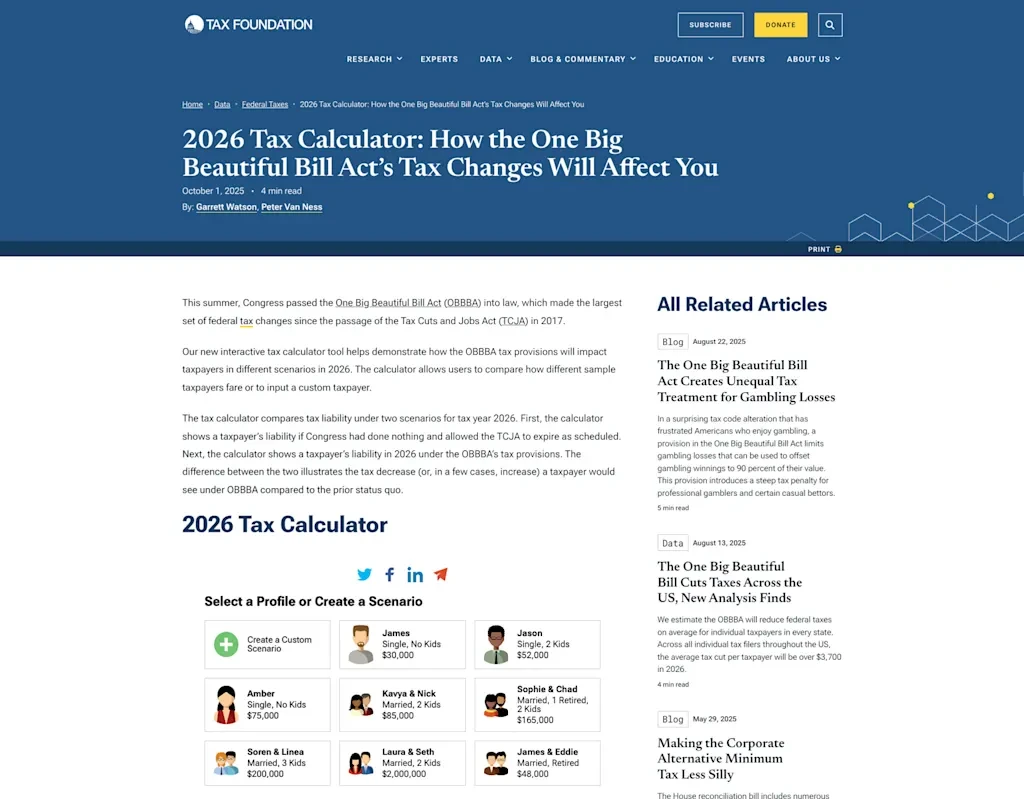 This tax calculator adds up how much you’ll save on 2026 taxes under the One Big Beautiful Bill Act