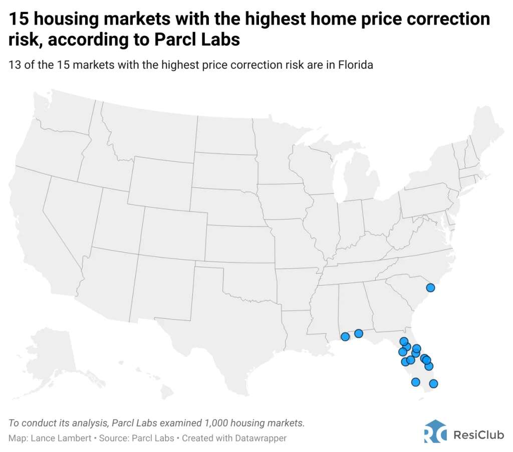 Report: These 15 housing markets have the highest risk for a home price correction