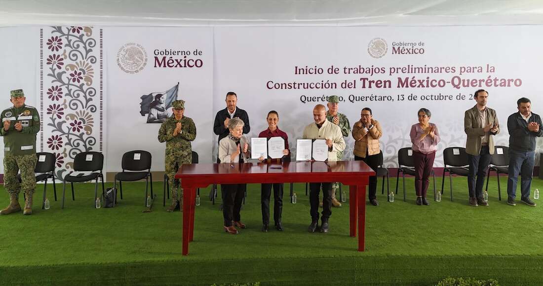 Sheinbaum da banderazo a trabajos preliminares del Tren de pasajeros México-Querétaro