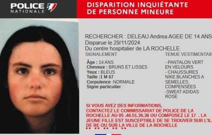 La police lance un avis de recherche pour retrouver Andréa, 14 ans